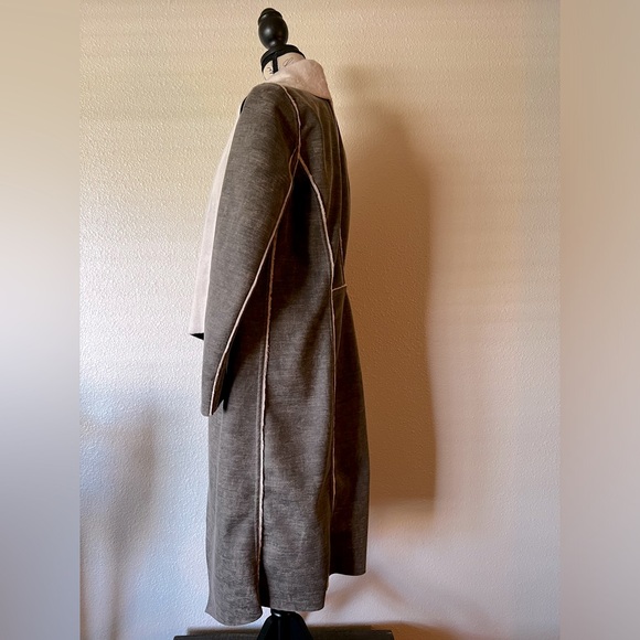 AMADI Camilla Gray Faux Suede Sherpa Duster Jacket - XS - Picture 5 of 11